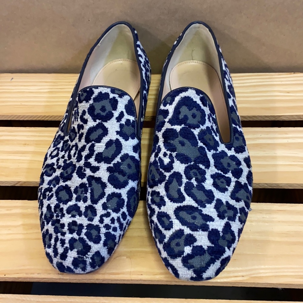 J. Crew Blue Cheetah Print Loafers